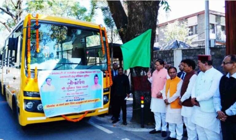CM Pushkar Dhami flags off fleet of buses for cluster schools in Uttarkashi.